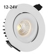 6W Ø9cm innfellingsspot dimbar RA90 - 12-24V, hull: Ø7,5 cm, mål: Ø9 cm, hvit kant