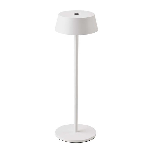 2W oppladbar LED bordlampe, hvit - IP54, touch dimbar, 5V, varm hvit, opptil 10 timers batteri