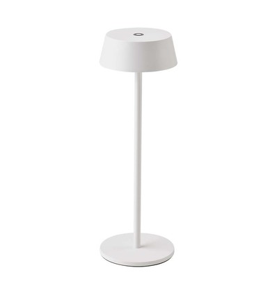 2W oppladbar LED bordlampe, hvit - IP54, touch dimbar, 5V, varm hvit, opptil 10 timers batteri