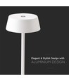 2W oppladbar LED bordlampe, hvit - IP54, touch dimbar, 5V, varm hvit, opptil 10 timers batteri