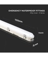 120cm 36W vanntett komplett LED armatur med nødlys - Samsung LED chip, IP65, 6500K, 3 timers batteridrift