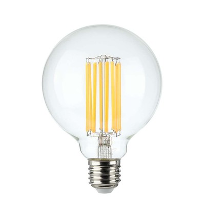 E27 6W LED filament pære - G95, 600lm, 3000K, 300° spredning
