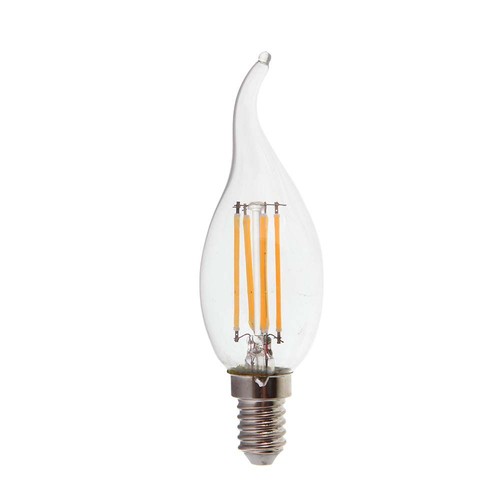 E14 4W LED kronelys med flamme - Filament, 400lm, 4000K, Samsung LED chip