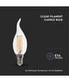 E14 4W LED kronelys med flamme - Filament, 400lm, 6500K, Samsung LED chip