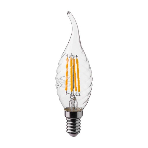 E14 4W LED flammepære - Karbonfilament, kelysepære med twist og flammeform