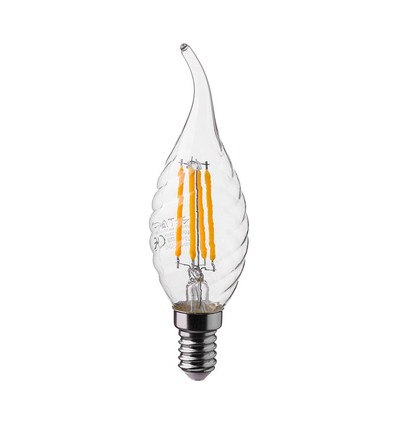 E14 4W LED flammepære - Karbonfilament, kelysepære med twist og flammeform