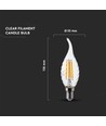 E14 4W LED flammepære - Karbonfilament, kelysepære med twist og flammeform