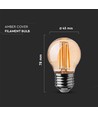 V-Tac LED 4W Ravfarget kronepære E27 - G45, kulltråd, 2200K