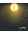 V-Tac LED 4W Ravfarget kronepære E27 - G45, kulltråd, 2200K