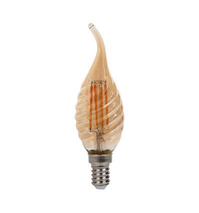 E14 4W Filament LED kronepære - Candle tip, amber glass, 2200K, Ø3,5cm