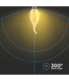 E14 4W Filament LED kronepære - Candle tip, amber glass, 2200K, Ø3,5cm