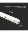 150cm 48W vanntett komplett LED armatur med nødlys - IP65, 120lm/W, Samsung LED chip, 3 timers batteridrift