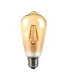 E27 8W LED-pære - ST64, filament, ravfarget glass, ekstra varm 2200K