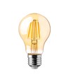 E27 12W LED-pære - A60, filament, ravfarget glass, ekstra varm 2200K