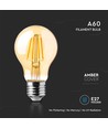 E27 12W LED-pære - A60, filament, ravfarget glass, ekstra varm 2200K