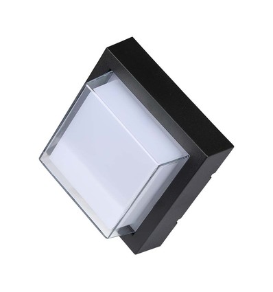 7W LED vegglampe, sort - 700lm, varm hvit, firkantet, inkl. lyskilde