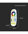 Touch fjernkontroll til RGB+CCT LED strips - 4 soner, hvit, touch kontroll