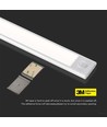 30cm 1,5W LED skaplampe med PIR sensor - 5V, 110lm, 3000K, oppladbar, sølv, magnetisk montering