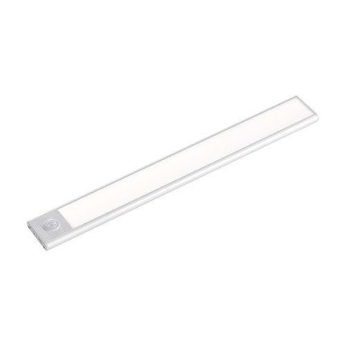 40cm 2W LED skaplampe med PIR sensor, 5V - Sølv, 2200mA batteri, IP20, 3000K