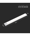 40cm 2W LED skaplampe med PIR sensor, 5V - Sølv, 2200mA batteri, IP20, 3000K
