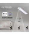 40cm 2W LED skaplampe med PIR sensor, 5V - Sølv, 2200mA batteri, IP20, 3000K