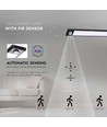 60cm 2,5W LED skaplampe med PIR sensor, sort - 5V, 4000K, 3000mA batteri, oppladbar, IP20
