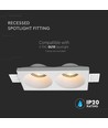 Dobbel GU10 downlight for gipsloft innsparkling - Ekskl. lyskilde og sokkel, hull: 195x105mm, nedsenket