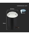 1W LED nedgravningsspot, 12V - IP67, 3000K, varm hvit, Ø6cm, Hull: Ø4,3 cm