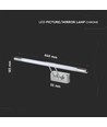64cm 12W LED bilde-/speillampe - Krom, 3000K, vippbar, inkl. lyskilde