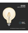 E27 12W G125 LED filament pære - Amber glass, 2200K, 1350lm, 300° lysspredning