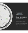 10W Full Rund Kuppel Lys - Nød Batteri, Sensor, Samsung Chip, 4000K
