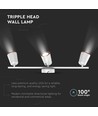 18W LED vegglampe - 4000K, hvit, 3 hoder