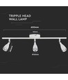 13,5W LED vegglampe - 1260lm, 4000K, hvit, 3-hoder design, inkl. lyskilde