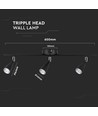 13,5W LED vegglampe, 3-hoder design - 4000K, sort, utendørs, IP65