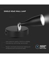 4,5W LED vegglampe med bryter - 420lm, IP20 innendørs, sort, varm hvit, inkl. lyskilde