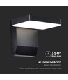 17W kvadratisk roterbar vegglampe - IP65, sort, 2520lm, 3000K, inkl. lyskilde