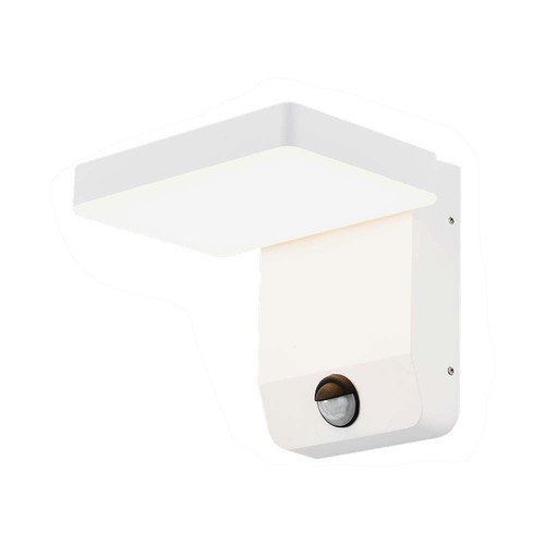 17W hvit kvadratisk vegglampe med sensor - 2580lm, IP65, 3000K, PIR sensor
