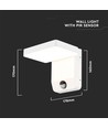 17W hvit kvadratisk vegglampe med sensor - 2580lm, IP65, 3000K, PIR sensor