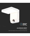 17W LED vegglampe med sensor, hvit - 2580lm, IP65, 4000K, firkantet, PIR sensor