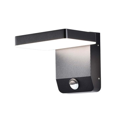 17W LED vegglampe med sensor, kvadratisk - IP65, sort, 2580lm, 3000K, PIR sensor