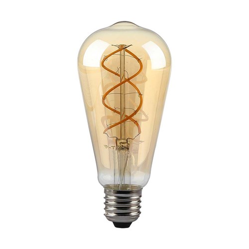 E27 5W dimbar LED-pære - ST64, filament, ravfarget glass, ekstra varm 1800K