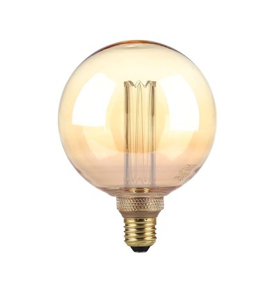 E27 4W G125 Art Filament LED pære - Amber glass, 1800K, lasergraveringer, varm hvit filament