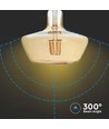 E27 8W LED filament pære - Amber glass, 620lm, 1800K, 300° lysspredning