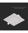 6W Firkantet LED innfellingspanel - 490lm, 6400K, Hull: 11cm, Mål: 12x12cm, inkl. driver