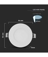 3W LED Panellys - med EMC driver, 6400K, rundt