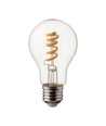 E27 4W LED spiral filament pære - GLS, klart glass, 300lm, varm hvit, erstatter 28W