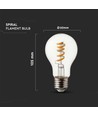 E27 4W LED spiral filament pære - GLS, klart glass, 300lm, varm hvit, erstatter 28W