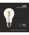E27 4W LED spiral filament pære - GLS, klart glass, 300lm, varm hvit, erstatter 28W