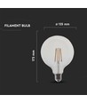 E27 12W G125 LED filament pære - 1521lm, klart glass, 4000K