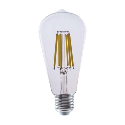 E27 4W LED filament pære - ST64, 840lm, klart glass, 3000K, varm hvit